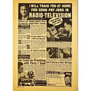 National Radio Institute "Radio-Television Home Training Course" Print Ad 1957